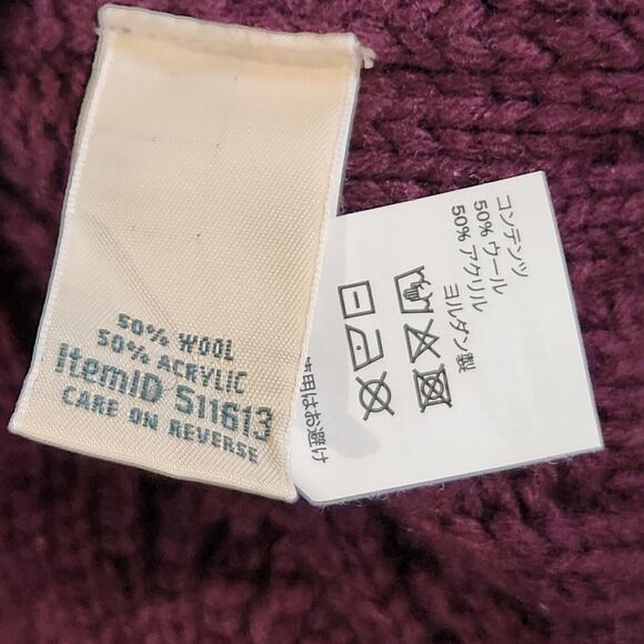 LL Bean Women M Medium Wool Blend Shawl Chunky Cableknit Button Cardigan Sweater - Picture 10 of 13